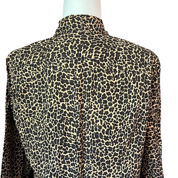 J. Crew Leopard Print Button Down Shirt Women’s Large 100% Cotton Long Sleeve Bl - Picture 5 of 7